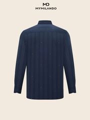Áo Sơ Mi Nam Milando SMDMI236 Kẻ Sọc Dọc Sợi Tre Co Giãn