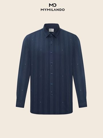 Áo Sơ Mi Nam Milando SMDMI236 Kẻ Sọc Dọc Sợi Tre Co Giãn