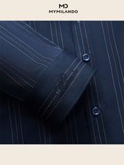 Áo Sơ Mi Nam Milando SMDMI236 Kẻ Sọc Dọc Sợi Tre Co Giãn