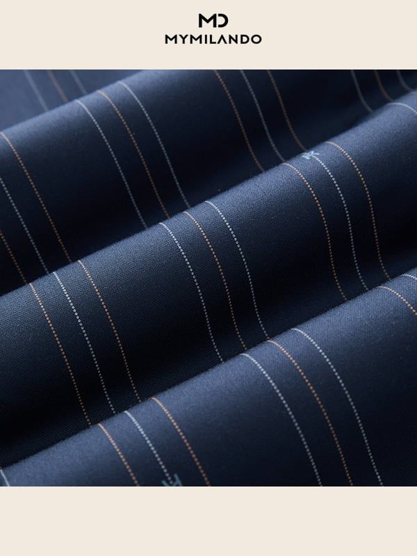 Áo Sơ Mi Nam Milando SMDMI236 Kẻ Sọc Dọc Sợi Tre Co Giãn