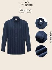 Áo Sơ Mi Nam Milando SMDMI236 Kẻ Sọc Dọc Sợi Tre Co Giãn