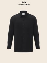 Áo Sơ Mi Nam Đen Trơn Milando SMDMI229 Vải Nano Kháng Khuẩn