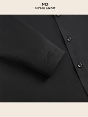 Áo Sơ Mi Nam Đen Trơn Milando SMDMI229 Vải Nano Kháng Khuẩn