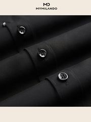 Áo Sơ Mi Nam Đen Trơn Milando SMDMI229 Vải Nano Kháng Khuẩn