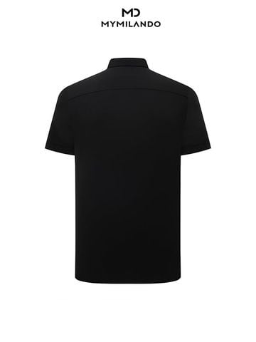 Áo Sơ Mi Nam Ngắn Tay Milando SMCMI298 Đen Trơn Co Giãn Cao Cấp