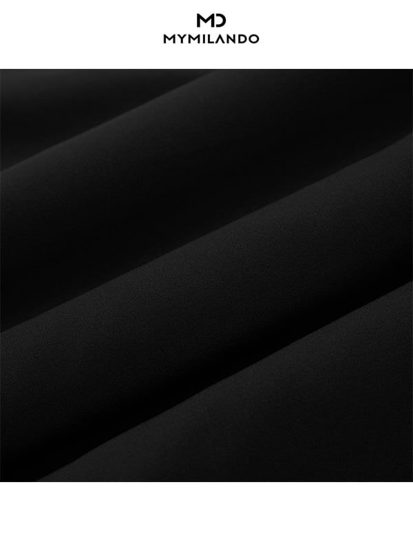 Áo Sơ Mi Nam Ngắn Tay Milando SMCMI298 Đen Trơn Co Giãn Cao Cấp