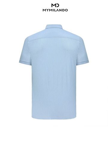 Áo Sơ Mi Nam Ngắn Tay Milando SMCMI89 Họa Tiết Kẻ Sóng Business