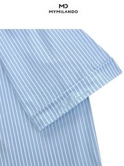 Áo Sơ Mi Nam Ngắn Tay Milando SMCMI89 Họa Tiết Kẻ Sóng Business