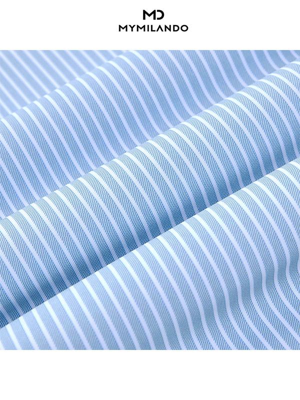 Áo Sơ Mi Nam Ngắn Tay Milando SMCMI89 Họa Tiết Kẻ Sóng Business