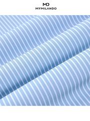 Áo Sơ Mi Nam Ngắn Tay Milando SMCMI89 Họa Tiết Kẻ Sóng Business