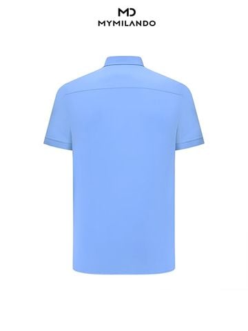 Áo Sơ Mi Nam Ngắn Tay Milando SMCMI234 Xanh Dương Họa Tiết Bamboo