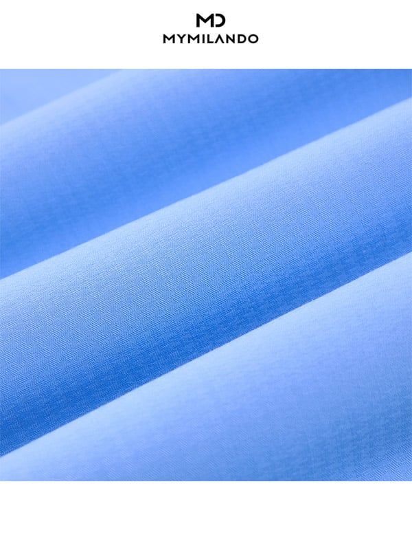 Áo Sơ Mi Nam Ngắn Tay Milando SMCMI234 Xanh Dương Họa Tiết Bamboo