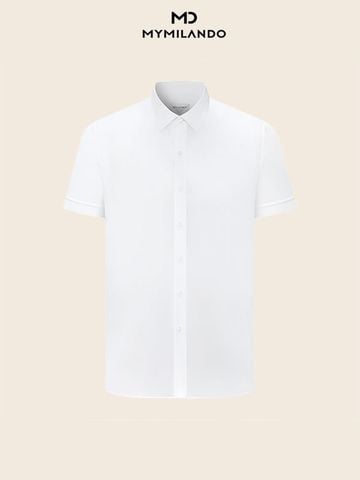 Áo Sơ Mi Nam Ngắn Tay Milando SMCMI225 Trắng Nano Kháng Khuẩn