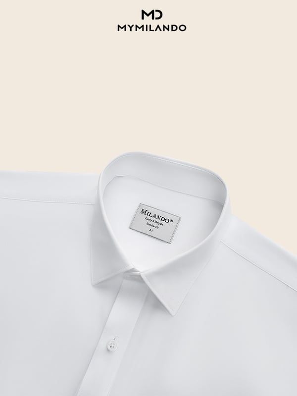 Áo Sơ Mi Nam Ngắn Tay Milando SMCMI225 Trắng Nano Kháng Khuẩn