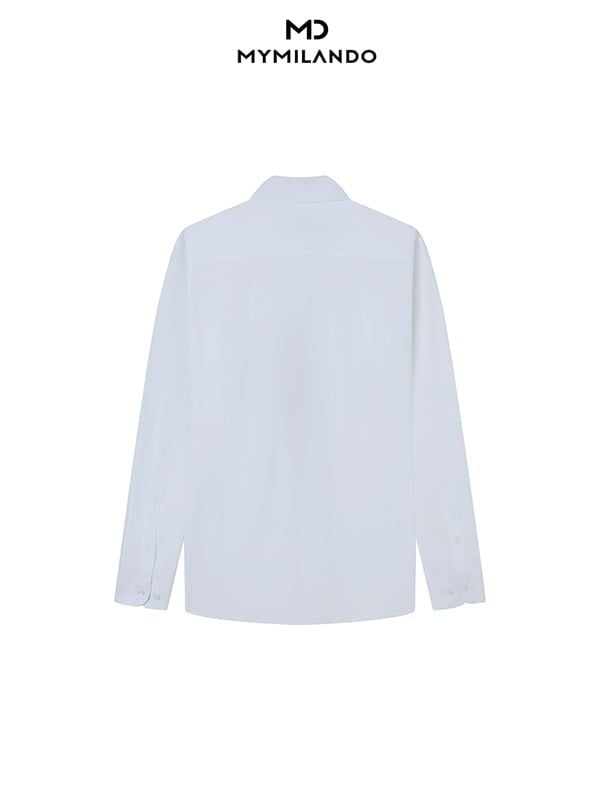 Áo Sơ Mi Nam Trắng Vân Milando Business SMDMI243 Chống Nhăn