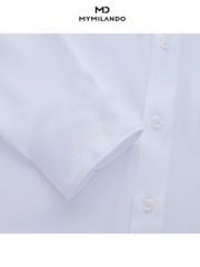 Áo Sơ Mi Nam Trắng Vân Milando Business SMDMI243 Chống Nhăn
