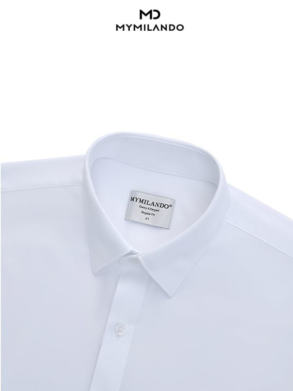 Áo Sơ Mi Nam Trắng Vân Milando Business SMDMI243 Chống Nhăn