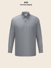 Áo Sơ Mi Nam Milando SMDMI227 Xám Caro Sợi Cafe Khử Mùi