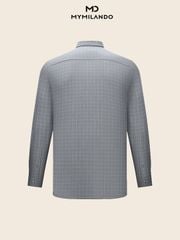 Áo Sơ Mi Nam Milando SMDMI227 Xám Caro Sợi Cafe Khử Mùi