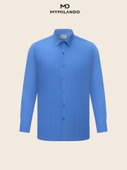 Áo Sơ Mi Nam Milando SMDMI237 Xanh Dương Sợi Tre Microfiber
