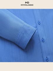 Áo Sơ Mi Nam Milando SMDMI237 Xanh Dương Sợi Tre Microfiber