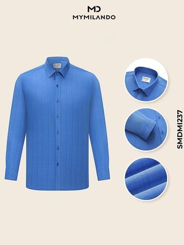 Áo Sơ Mi Nam Milando SMDMI237 Xanh Dương Sợi Tre Microfiber