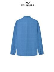 Áo Sơ Mi Nam Milando SMDMI226 Xanh Caro Bamboo Microfiber