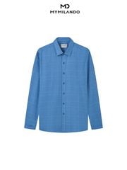 Áo Sơ Mi Nam Milando SMDMI226 Xanh Caro Bamboo Microfiber