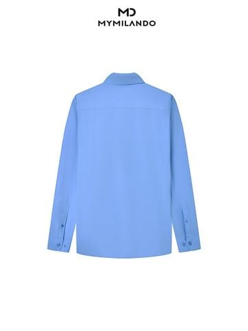 Áo Sơ Mi Nam Milando SMDMI230 Xanh Dương Vân Chìm Bamboo Spun