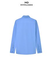 Áo Sơ Mi Nam Milando SMDMI230 Xanh Dương Vân Chìm Bamboo Spun