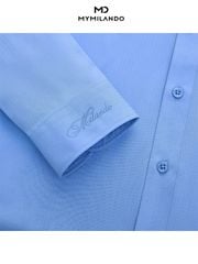 Áo Sơ Mi Nam Milando SMDMI230 Xanh Dương Vân Chìm Bamboo Spun