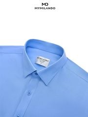 Áo Sơ Mi Nam Milando SMDMI230 Xanh Dương Vân Chìm Bamboo Spun