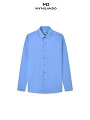 Áo Sơ Mi Nam Milando SMDMI230 Xanh Dương Vân Chìm Bamboo Spun