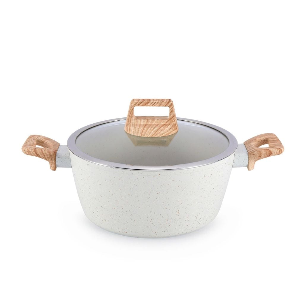 Bộ Nồi Chảo Chống Dính 21 Món Mishio MK469 – Trắng Kem Thanh Lịch, An Toàn Chuẩn FDA