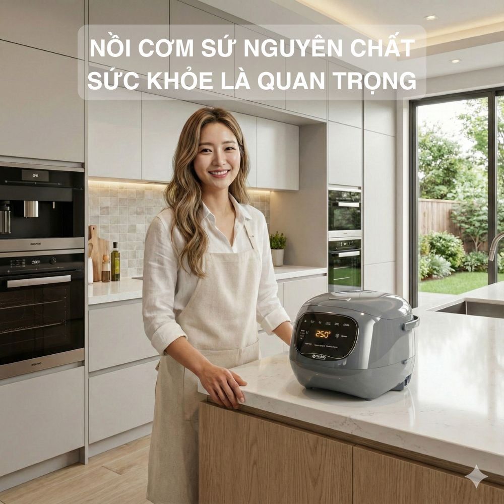Nồi cơm điện lòng sứ dưỡng sinh 1.2L Mishio MK381