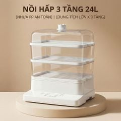 Nồi hấp hơi nước 3 tầng 24L Mishio MK384 800W
