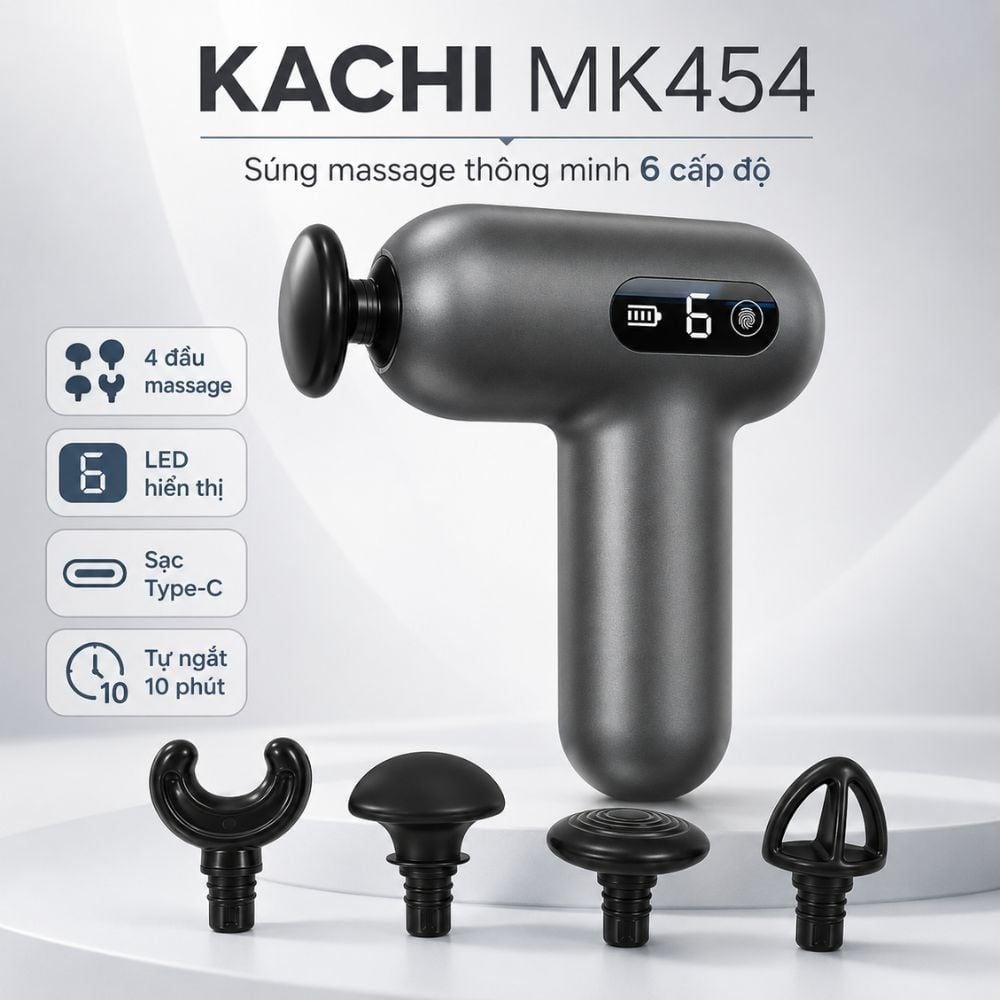 Súng Massage Cầm Tay Kachi MK454 – Giải Pháp Thư Giãn Cơ Chuyên Sâu & Thông Minh
