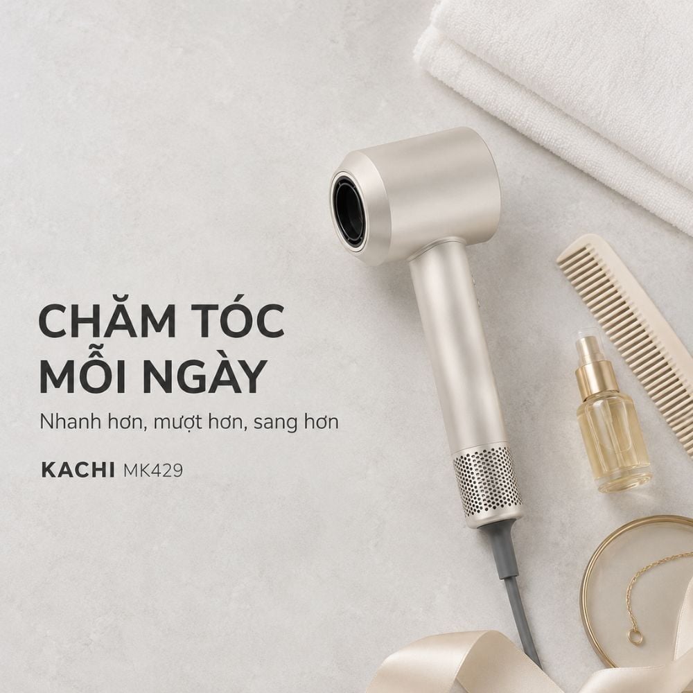 Máy Sấy Tóc Tốc Độ Cao Kachi ION (110.000 vòng/phút) - Sấy Nhanh, Chăm Sóc Tóc Ion Âm, Kiểm Soát Nhiệt NTC