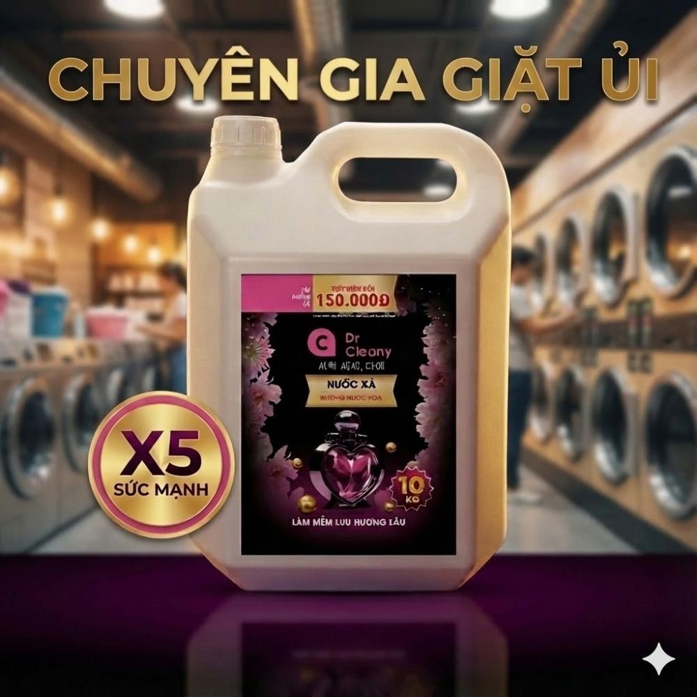Nước xả Dr Cleany 10KG (Đen) - Lưu Hương Lâu, Mềm Vải | Chuyên Dụng Giặt Ủi MK