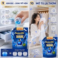 Nước Giặt Xả 2 Trong 1 Soonmi 3kg Đậm Đặc - Công Nghệ Hạt Lưu Hương Ngọc Trai Lên Tới 3 Tuần MK
