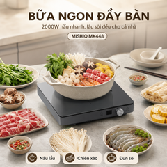 Bếp Từ Đơn Mishio MK448 Công Suất 2000W - Mặt Kính Kanger Hạng A