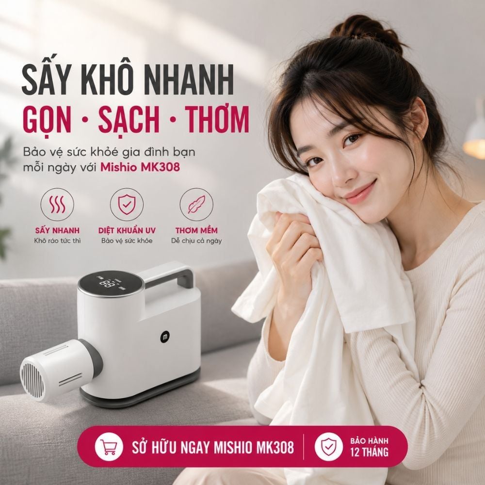 Máy Sấy Quần Áo UV Mishio MK308 – Sấy Khô, Khử Mùi, Hỗ Trợ Khử Khuẩn Cho Cả Gia Đình