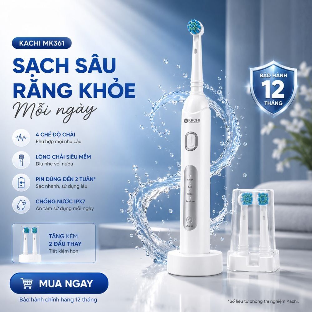 Bàn Chải Điện Đầu Xoay Tròn Kachi MK361