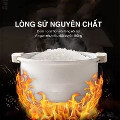 Nồi Cơm Điện Lòng Sứ 1.8Lít Mishio MK402 Không Bong Tróc Men Chống Dính Tự Nhiên