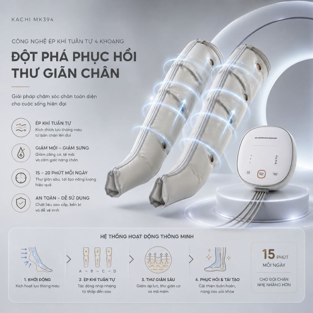 Máy nén ép trị liệu suy giãn tĩnh mạch chân Kachi MK394
