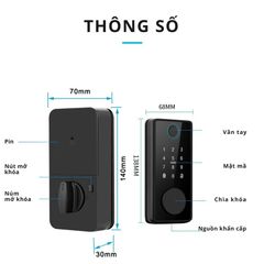 Khóa Cửa Thông Minh Kachi MK44 – Mở Khóa App Tuya + Vân tay + Chìa khóa + Thẻ từ + Mã số