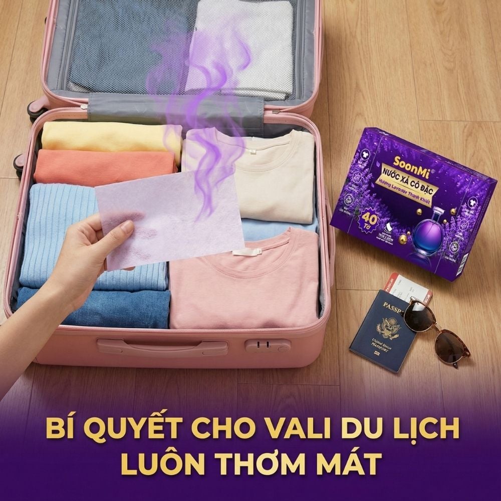Nước xả cô đặc - Giấy Thơm Quần Áo SoonMi Hương Lavender - Nước Xả Cô Đặc Cho Máy Sấy (Hộp 40 Tờ) MK