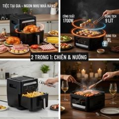 Nồi Chiên Không Dầu Kèm Vỉ Nướng 2-in-1 Mishio MK407: Nâng Tầm Món Ngon, Tiện Lợi Vượt Trội