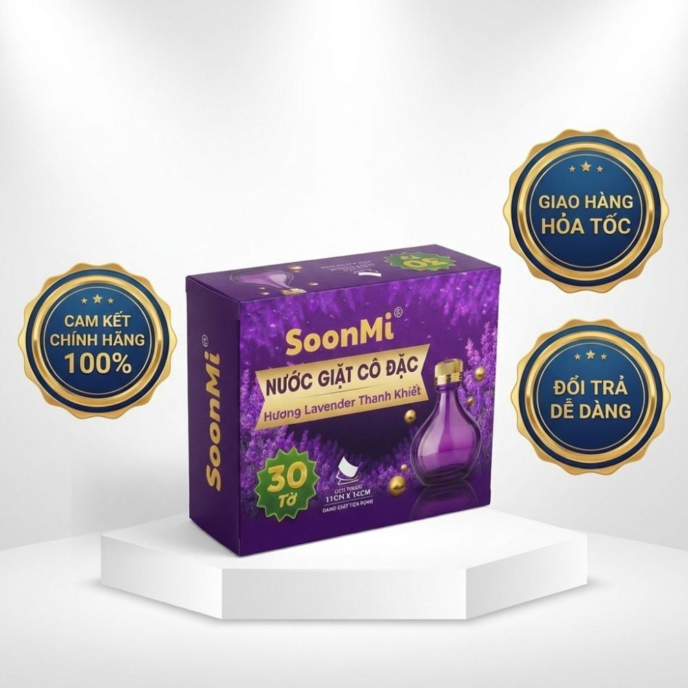 Nước Giặt Cô Đặc SoonMi Hương Lavender - Công Nghệ Giặt Tẩy Thế Hệ Mới (Hộp 30 Tờ) MK