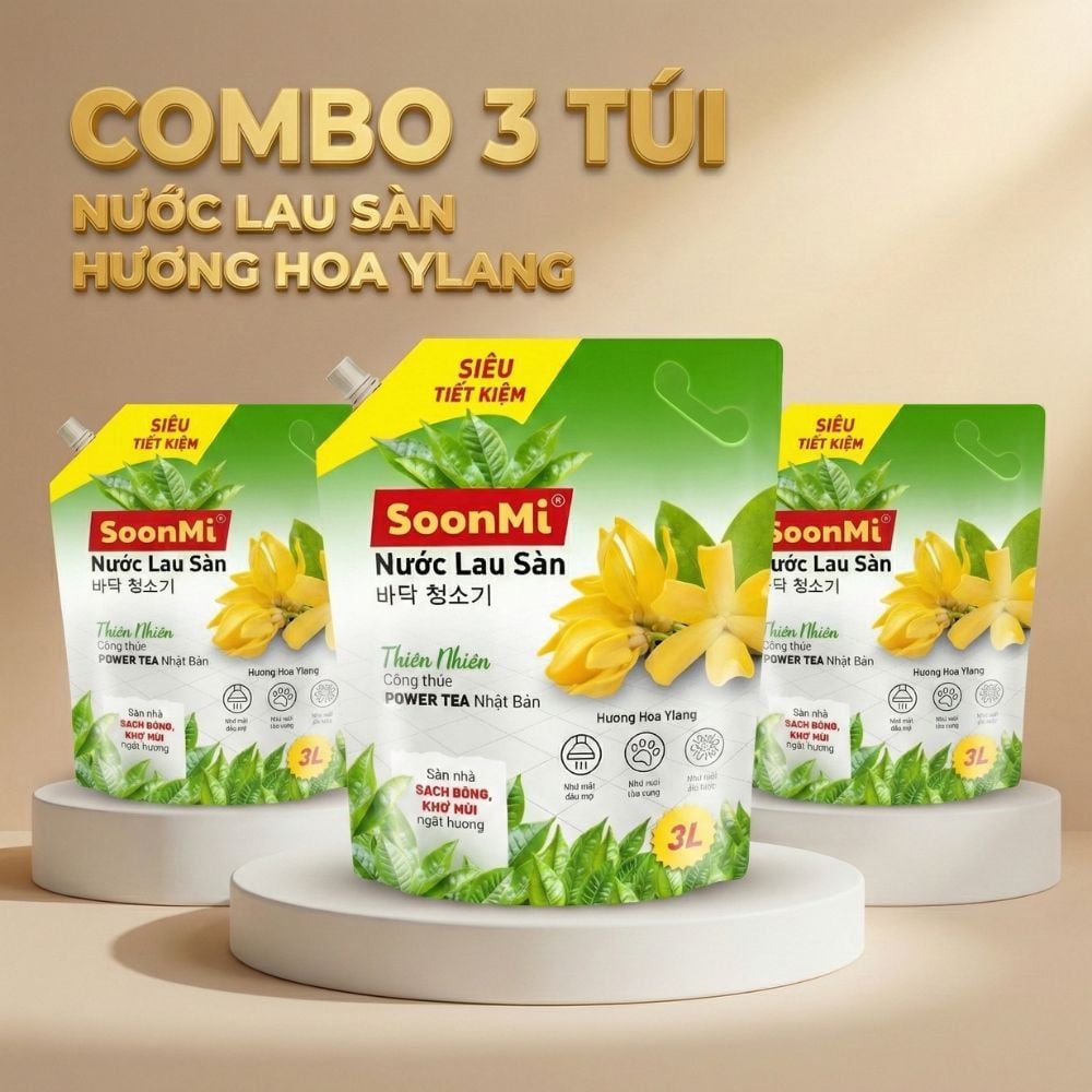 Nước Lau Sàn Soonmi 3kg Dạng Túi - Sạch Bóng, Khử Khuẩn, Thơm Mát | Siêu Tiết Kiệm MK